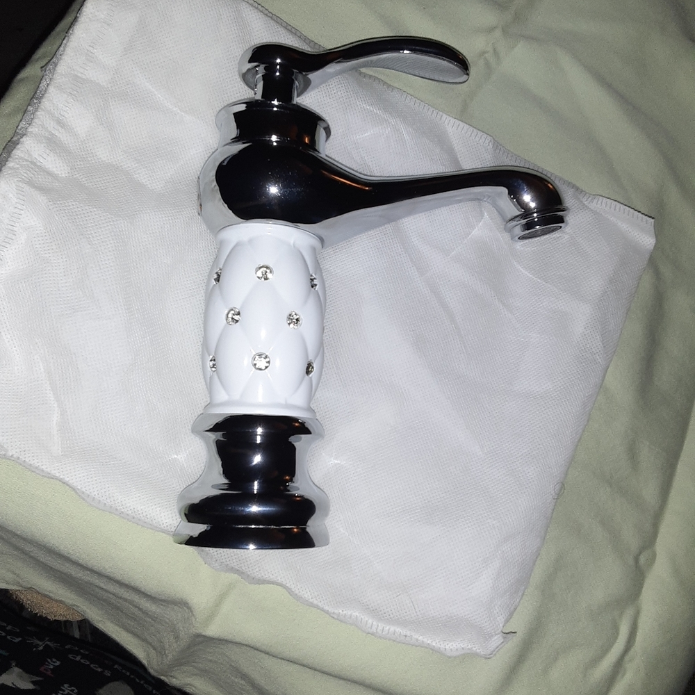 Porcelain & Chrome w/rhinestones bathroom faucet.